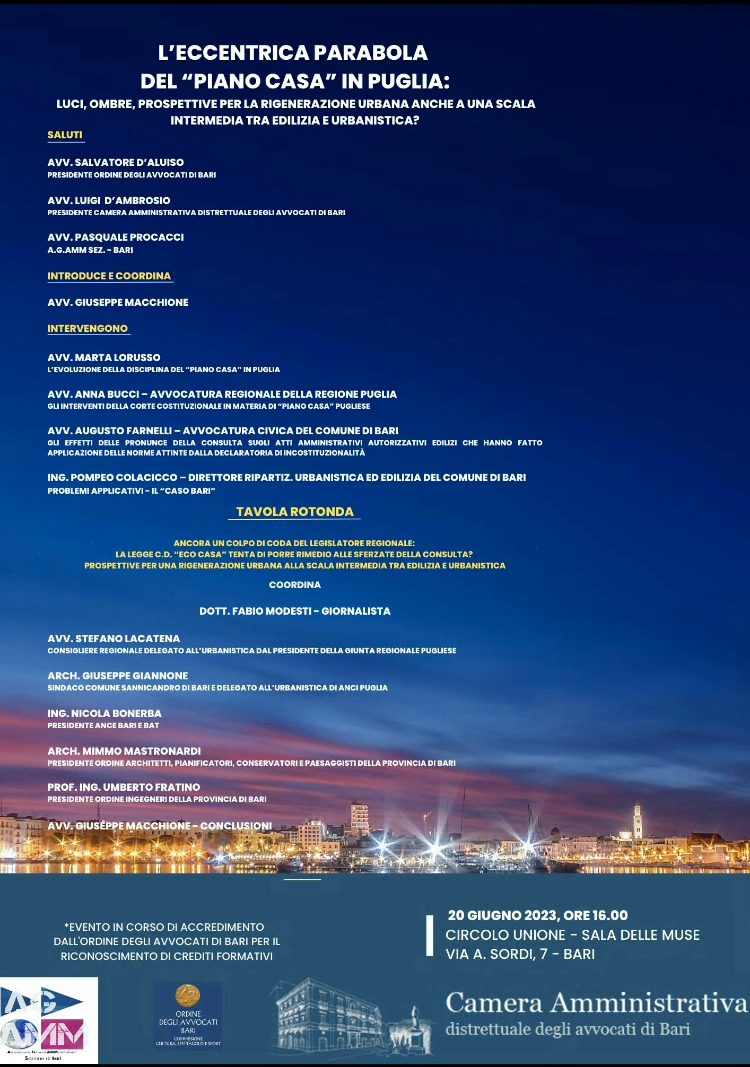 Evento organizzato del "piano casa" in Puglia Studio Legale Loiodice